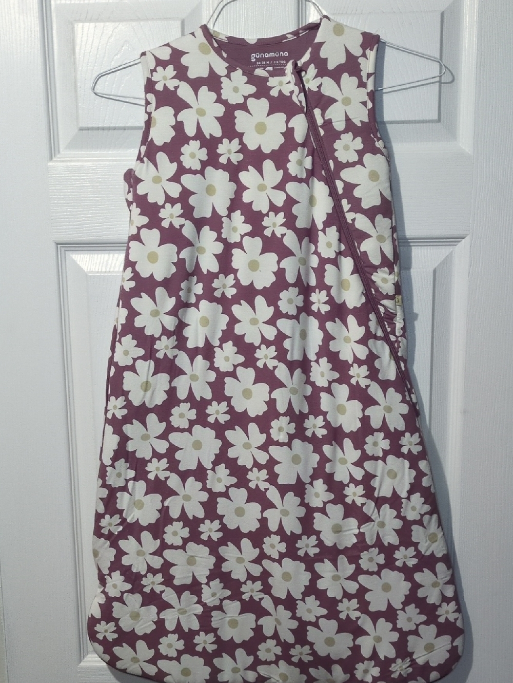 Gunamuna Floral Sleep Sack Mauve with White Daisies Bamboo Oeko Tex 2.5 TOG NWOT